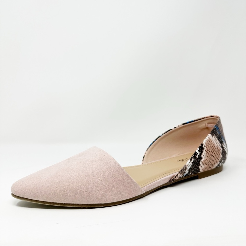 JustFab Mauve/Snake print Dorsay Flats Women’s Size 10.5 PLS READ DESCRIPTION